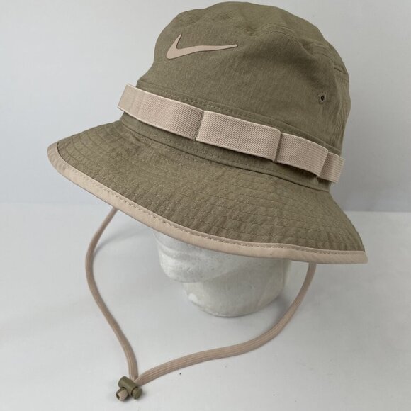 Nike Dri-Fit Apex Bucket Hat Adult M/L Beige Chin Strap Waterproof Golf Hike - Picture 2 of 8